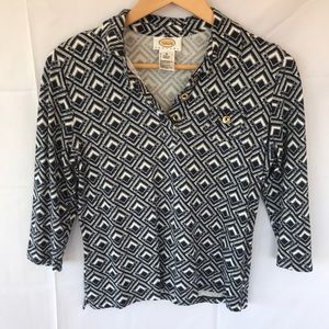 Talbots 3/4 Sleeve Golf Polo Navy/White MP